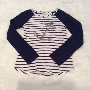 Stripe sequins anchor shirt